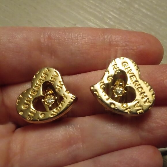 Givenchy Vintage Heart Logo Crystal Clip-on Earrings - Picture 10 of 12